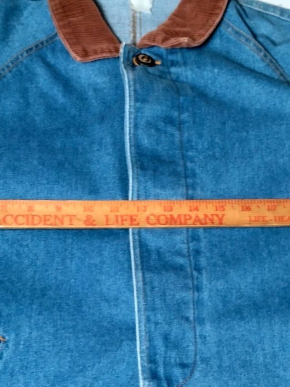 Vintage Denim Jean Jacket Barn Coat Women L XL Brown Corduroy Collar - Picture 4 of 16